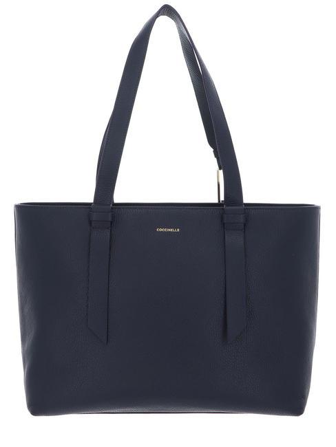 COCCINELLE MALORY  Shoulder shopper, in leather midnight blue - Women’s Bags