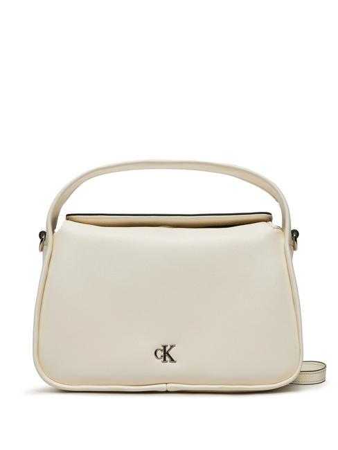 CALVIN KLEIN METAL MONO  Mini hand bag, with shoulder strap ivory - Women’s Bags
