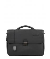 PIQUADRO CAMPIONARIO - AKRON  Expandable leather briefcase, 15.6 "PC holder Black - Work Briefcases - 1