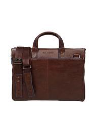 PIQUADRO CAMPIONARIO - BLUE SQUARE SPECIAL 15.6 "laptop briefcase, in leather MORO - Work Briefcases - 1