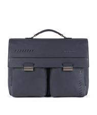 PIQUADRO CAMPIONARIO -  NABUCCO Leather briefcase, 15.6 "pc holder blue - Work Briefcases - 1