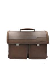 PIQUADRO CAMPIONARIO - WOSTOK 15.6" leather laptop briefcase MORO - Work Briefcases - 1