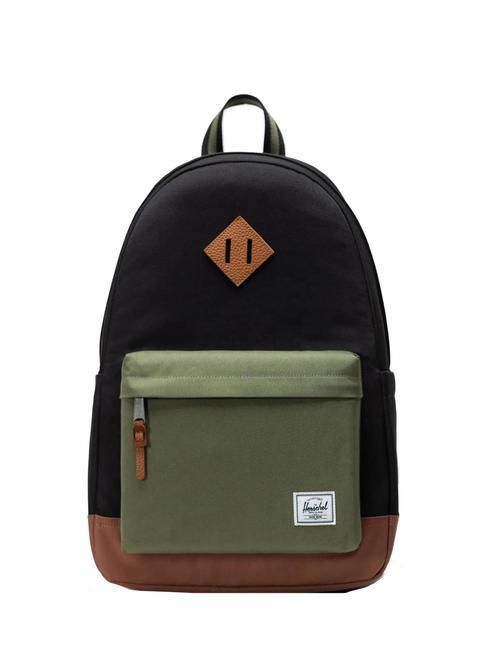 HERSCHEL HERITAGE  Backpack black/four leaf clover/saddle brown - Backpacks & School and Leisure