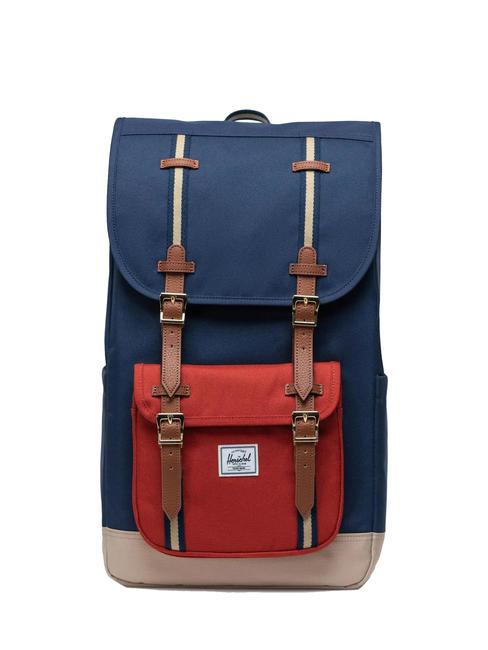 HERSCHEL LITTLE AMERICA  Standard size backpack black iris/red ochre/twill - Backpacks & School and Leisure