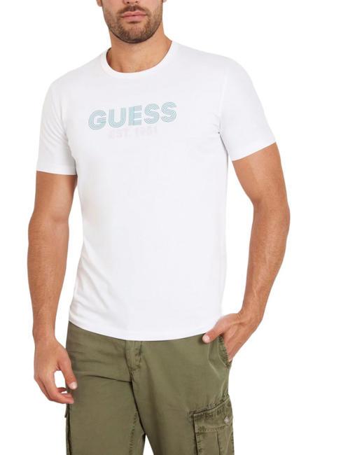 GUESS SS CN CLASSIC Stretch cotton T-shirt purwhite - T-shirt