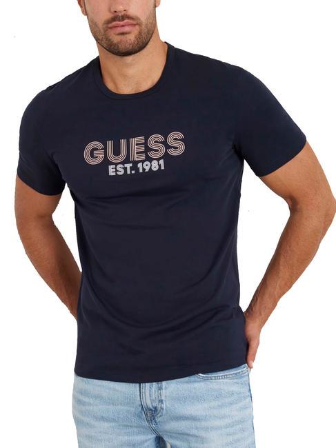 GUESS SS CN CLASSIC Stretch cotton T-shirt smartblue - T-shirt
