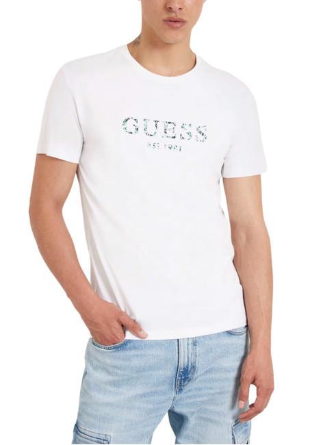 GUESS SS CN IRIDESCENT Stretch cotton T-shirt purwhite - T-shirt