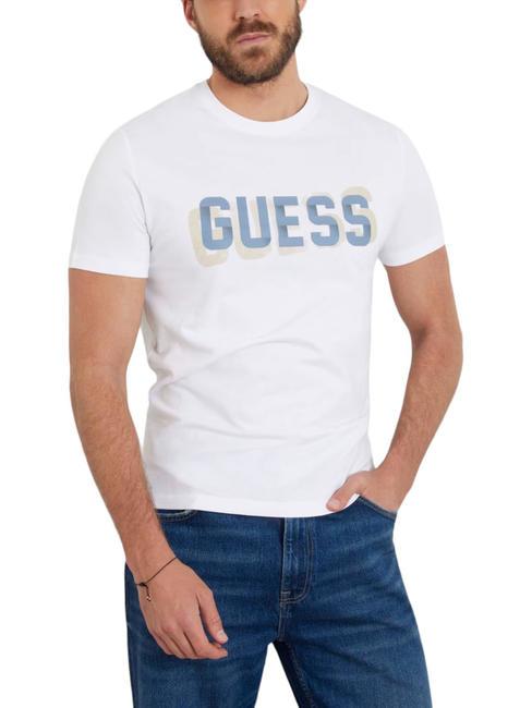 GUESS SS CN LOGO Cotton T-shirt purwhite - T-shirt