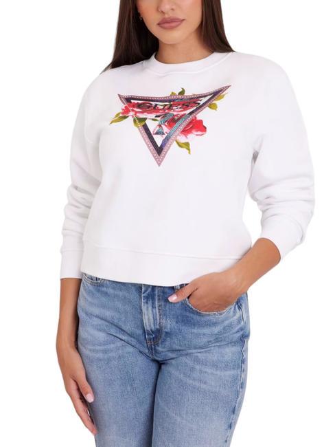 GUESS ROSES TRIANGLE Crewneck sweatshirt purwhite - Women's Sweatshirts