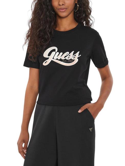 GUESS GLITTERY Cotton T-shirt jetbla - T-shirt