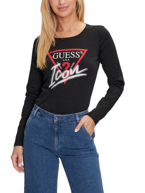 GUESS ICON Cotton T-shirt jetbla - T-shirt