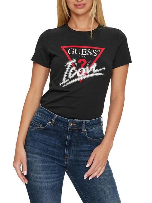 GUESS ICON Cotton T-shirt jetbla - T-shirt