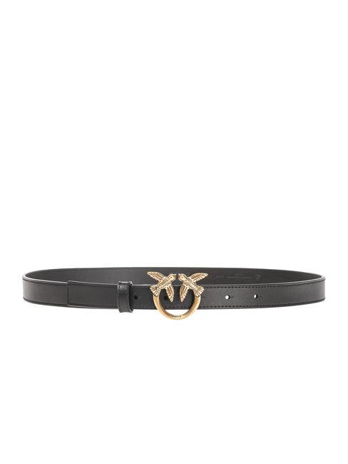 PINKO LOVE BERRY Leather belt black-antique gold - Belts