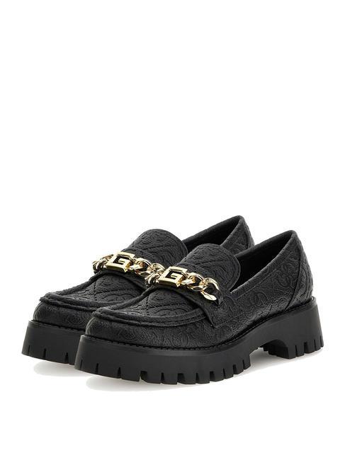 GUESS ALMOSTY 4G logo chain moccasin BLACK - Women’s shoes