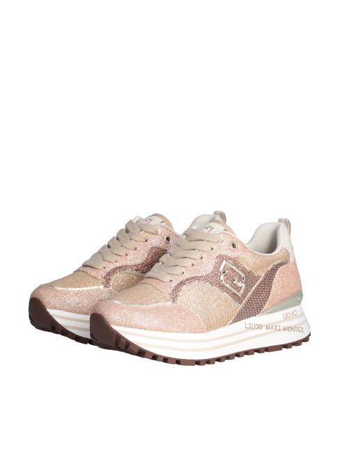 LIUJO MAXI WONDER 73 Glitter and sequin platform sneakers gold/peach - Women’s shoes
