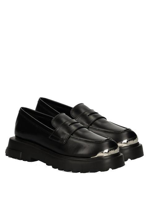 LOVE MOSCHINO SQUARE 40 Leather moccasins Black - Women’s shoes