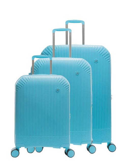 LESAC LIGHT POP 1 Trolley set: cabin+medium and large expandable water blue - Trolley Set