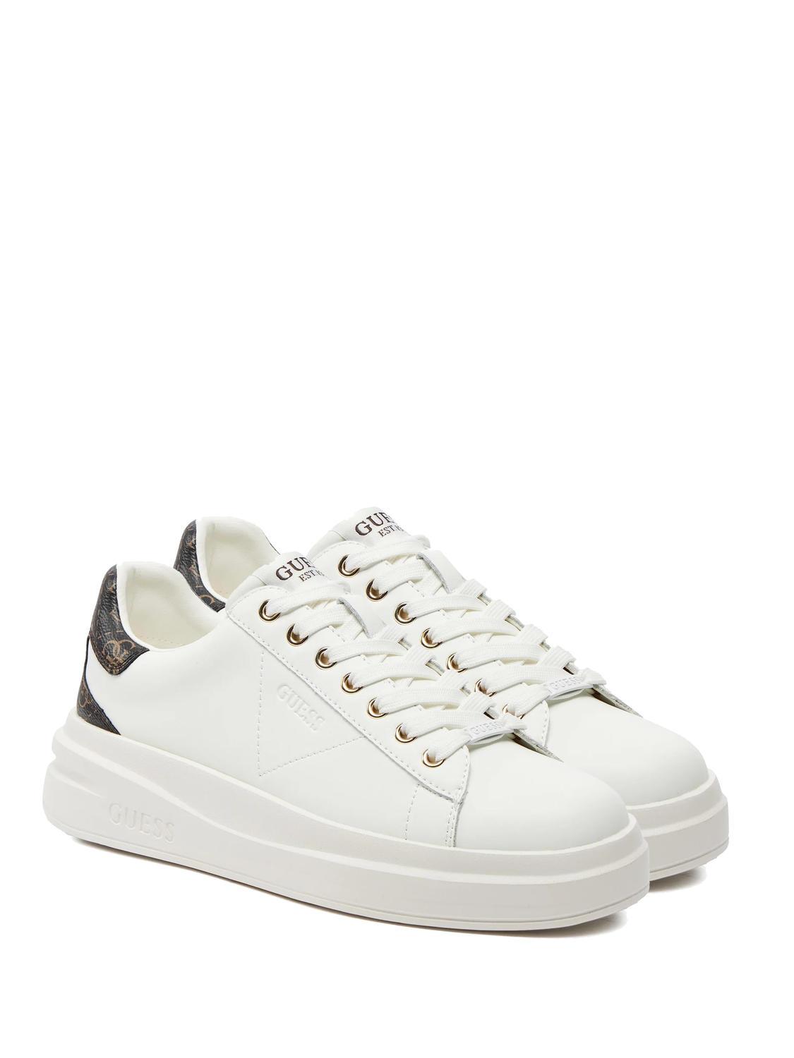 Guess Elbina Sneakers White Brown Buy At Outlet Prices