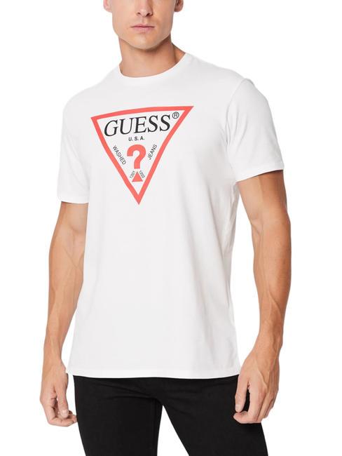 GUESS TRI LOGO Cotton T-shirt purwhite - T-shirt