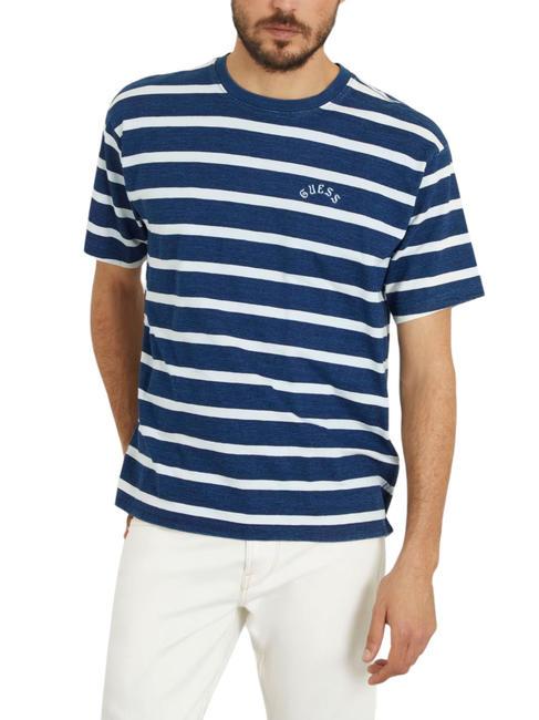 GUESS INDIGO STRIPED Jersey T-shirt blue indigo/white st - T-shirt