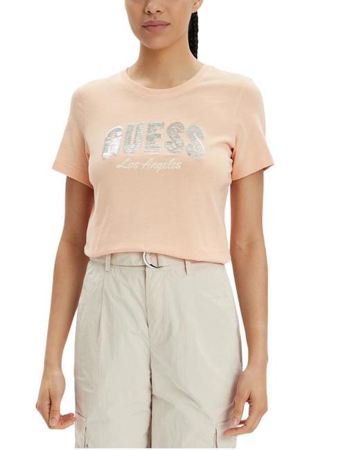 GUESS SEQUINS Cotton T-shirt peach sky - T-shirt
