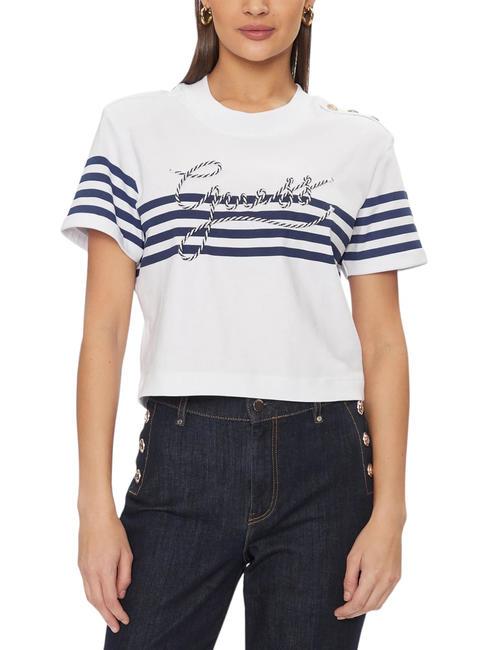 GUESS MARINA T-shirt with buttons purwhite - T-shirt