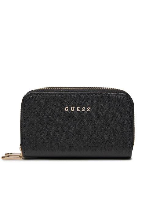 GUESS DOUBLE ZIP Saffiano print wallet BLACK - Women’s Wallets