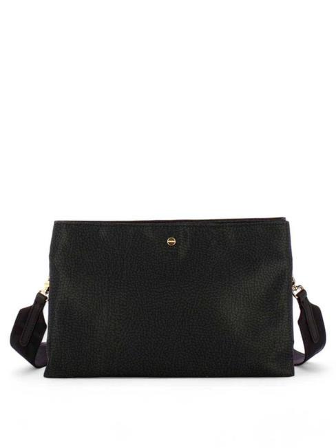 BORBONESE L'ECOLE NYLON Shoulder bag with three compartments dark black - Women’s Bags