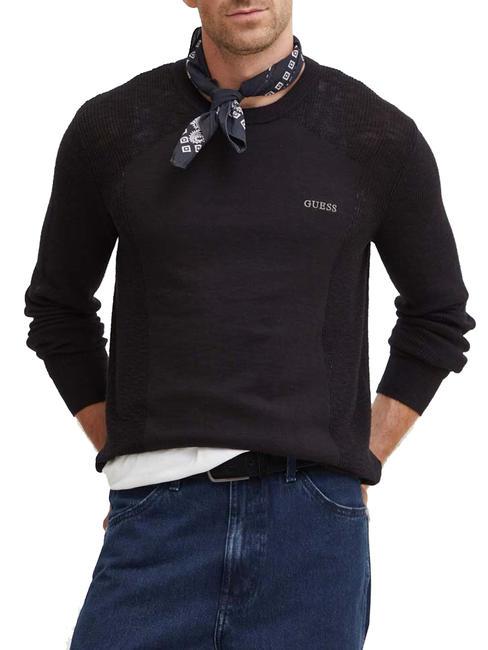 GUESS ELINOR  Cotton crew neck sweater jetbla - Men's Sweaters
