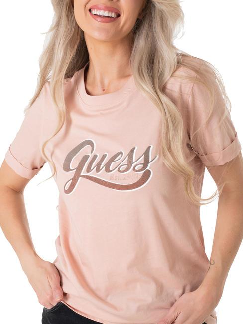 GUESS GLITTERY Cotton T-shirt pale sand - T-shirt