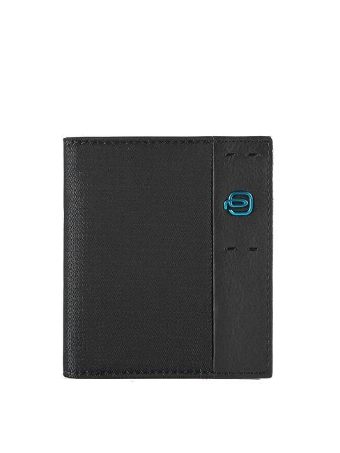 PIQUADRO P16 Leather and fabric card holder black chevron - Men’s Wallets