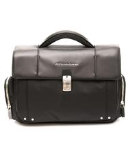 PIQUADRO LINK Briefcase in nylon and leather - Work Briefcases