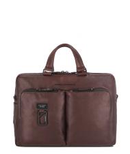 PIQUADRO CAMPIONARIO - HARPER 15.6 "laptop briefcase, in leather dark-haired - Work Briefcases - 1
