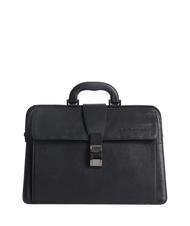 PIQUADRO CAMPIONARIO - BLACK SQUARE Doctor Bag in leather, 13" PC holder - Work Briefcases