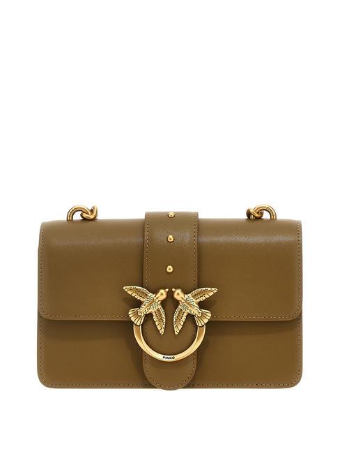 PINKO MINI LOVE BAG Shoulder bag in calf leather plantation-antique gold - Women’s Bags