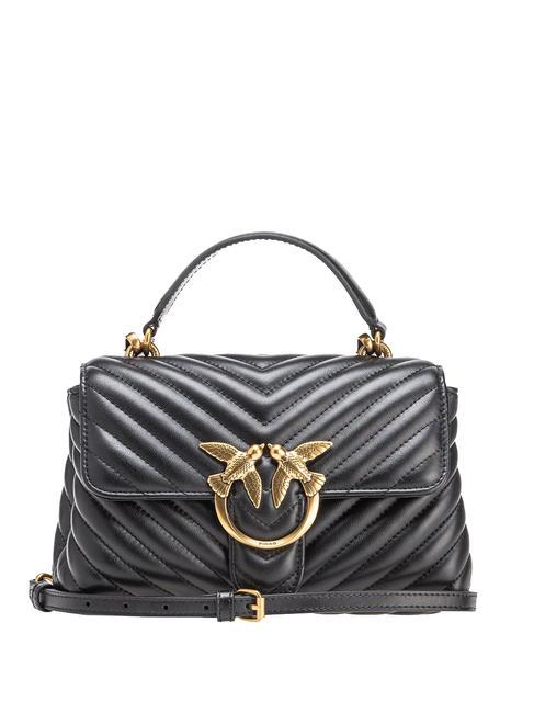 PINKO LOVE LADY PUFF Mini hand bag, with shoulder strap black-antique gold - Women’s Bags
