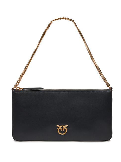 PINKO HORIZONTAL FLAT  Shoulder bag, in leather black-antique gold - Women’s Bags