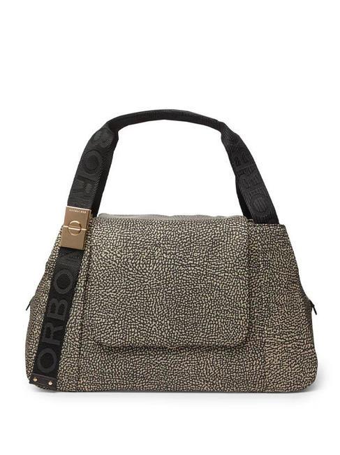 BORBONESE CORTINA NYLON Trunk bag with shoulder strap OP / NATURAL / BLACK - Women’s Bags