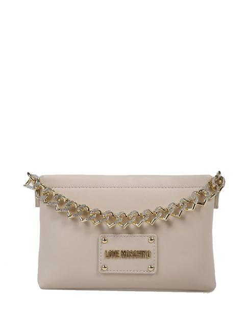 LOVE MOSCHINO STRASS HEART Hand clutch bag ivory - Women’s Bags