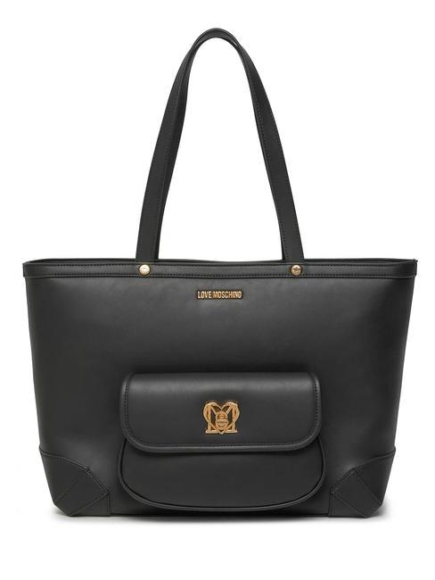 LOVE MOSCHINO TURN LOCK Shopping Bag Black - Women’s Bags
