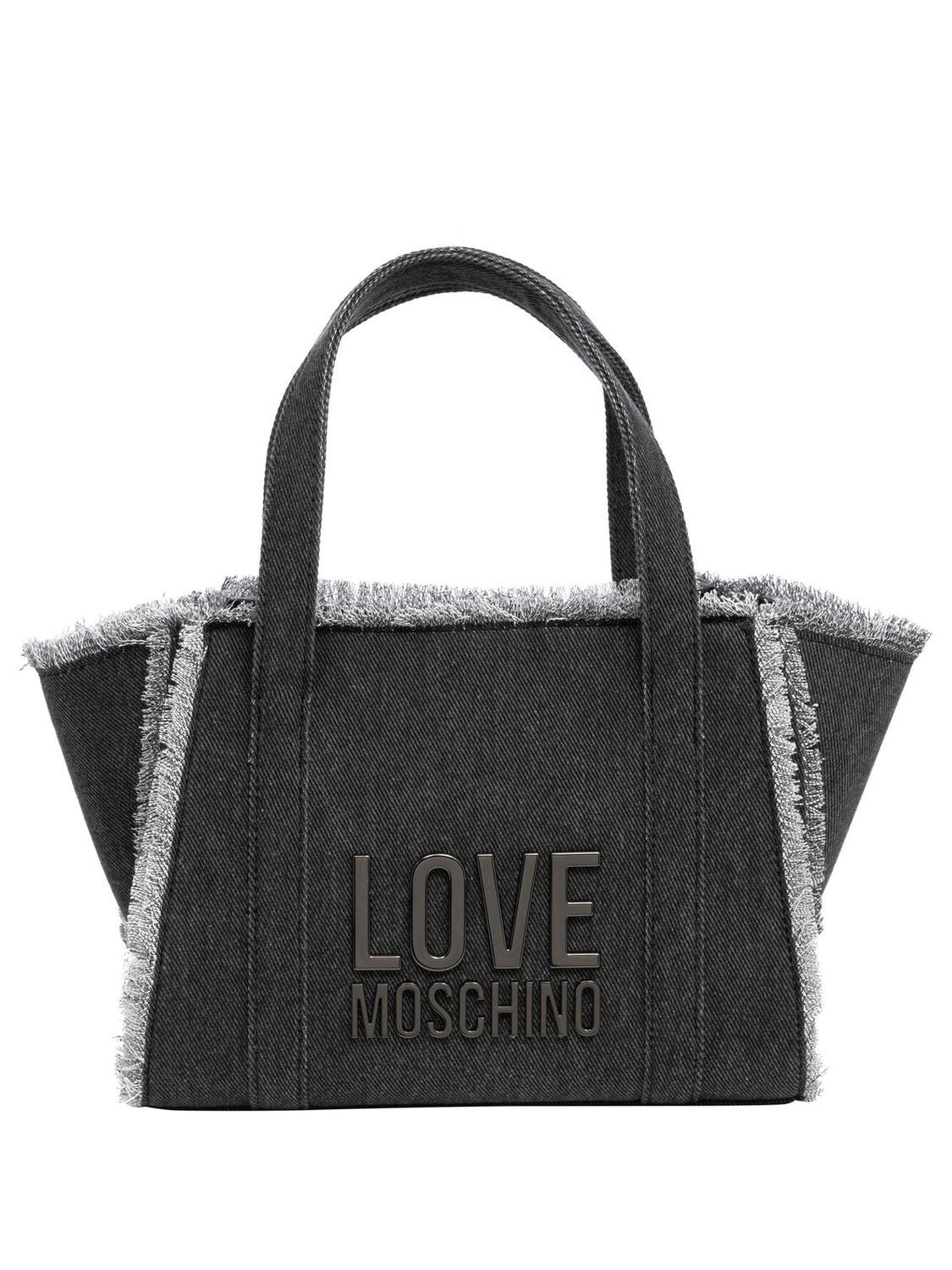 Love Moschino Denim Hand Bag With Shoulder Strap Black Buy At Outlet Prices