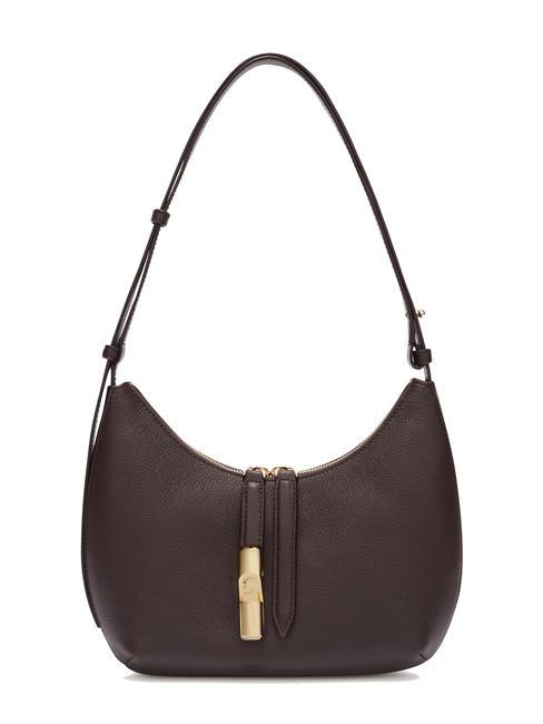 FURLA GOCCIA Hammered leather shoulder bag chocolate - Women’s Bags