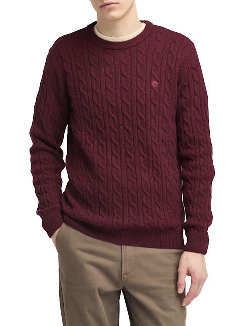 TIMBERLAND P-B LAMBWOOL Crewneck sweater in wool blend cordovanheather - Men's Sweaters