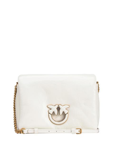 PINKO LOVE CLICK Shoulder bag in naplak leather white + white-block color - Women’s Bags