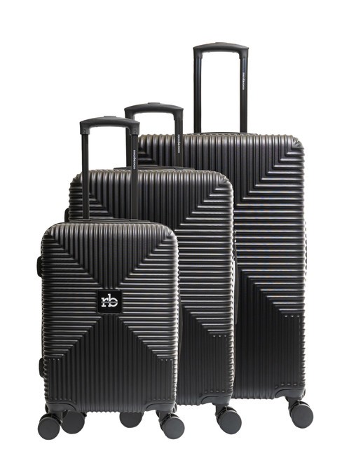 ROCCOBAROCCO ADVENTURE Set of 3 cabin trolleys, medium, large black - Trolley Set