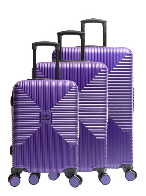 ROCCOBAROCCO ADVENTURE Set of 3 cabin trolleys, medium, large purple - Trolley Set