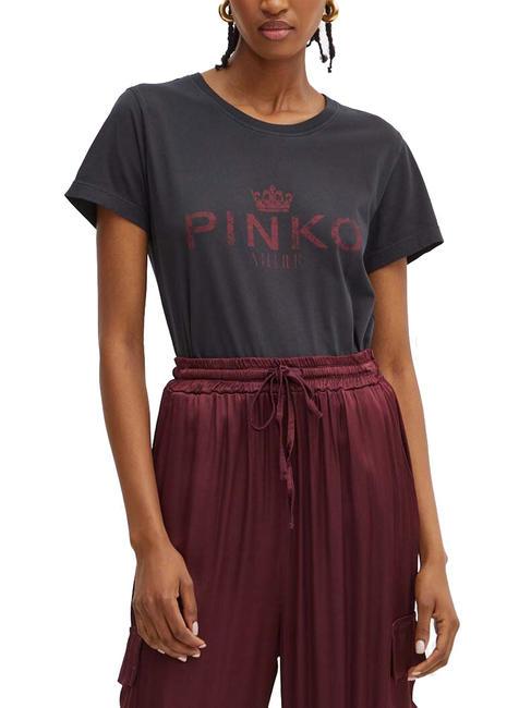 PINKO BUSSOLOTTO  Cotton T-Shirt black/burgundy - T-shirt
