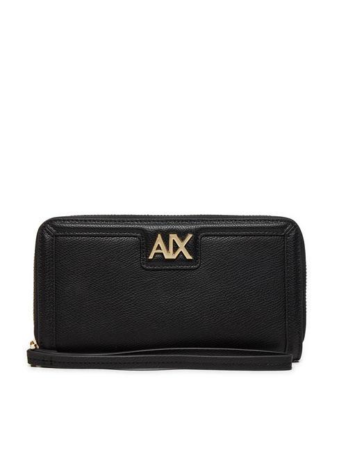 ARMANI EXCHANGE A|X METALLIC LOGO Large zip around wallet black / black - Women’s Wallets