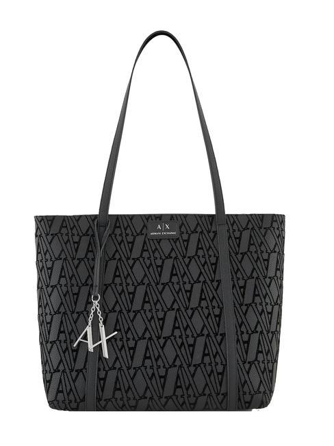 ARMANI EXCHANGE A|X Flocked Logo Shopping Bag Black - Women’s Bags