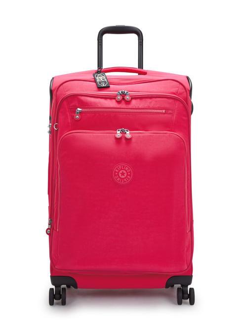 KIPLING NEW YOURI SPIN M Medium size trolley pink confetti - Semi-rigid Trolley Cases
